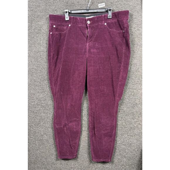 Torrid Bombshell Skinny Corduroy Pants Womens Size 22 Wine High-Rise Stretch - Picture 1 of 8